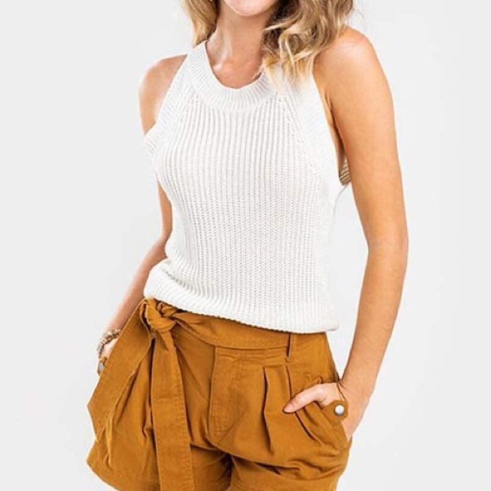 Francesca’s white high neck sweater tank